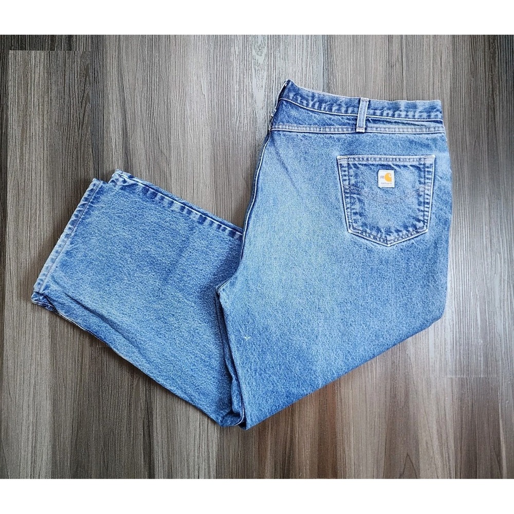 Carhartt FR Flame Resistant Jeans Mens 50x30 Blue Straight Leg Work Distressed